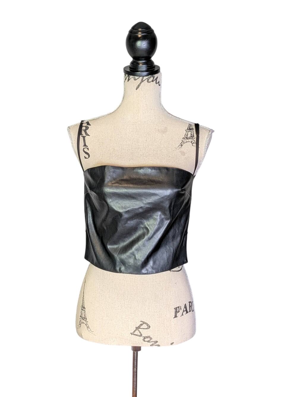 Sky to Moon Black Leather Strappy Going Out Top
